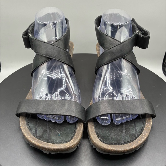 Teva Cabrillo Wedge Sandals Women’s 9.5 Black Leather Strappy Outdoor - Picture 2 of 8